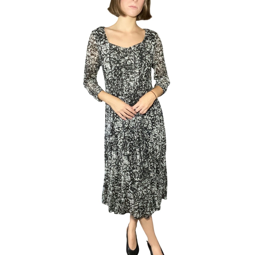 Coldwater Creek Whimsigoth Grey Micromesh Midaxi Dress Fairycore Paneled - 10